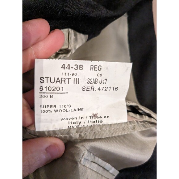 Paul Stuart III Grey Wool Suit Set Jacket Pants Sz 44-38 REGULAR Made in Canada - Picture 10 of 16